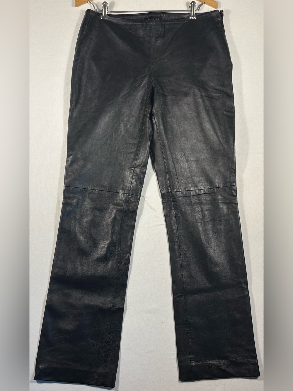 Vintage Guess Women's 6 Genuine Black Leather Pants with Polyester Lining